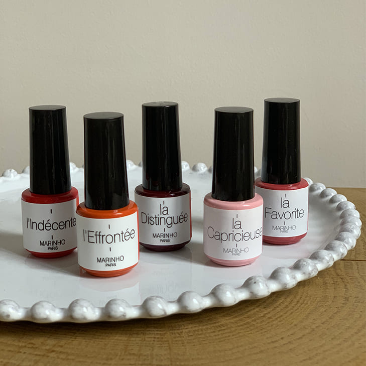 5 vernis à ongles semi permanents doux Marinho Paris
